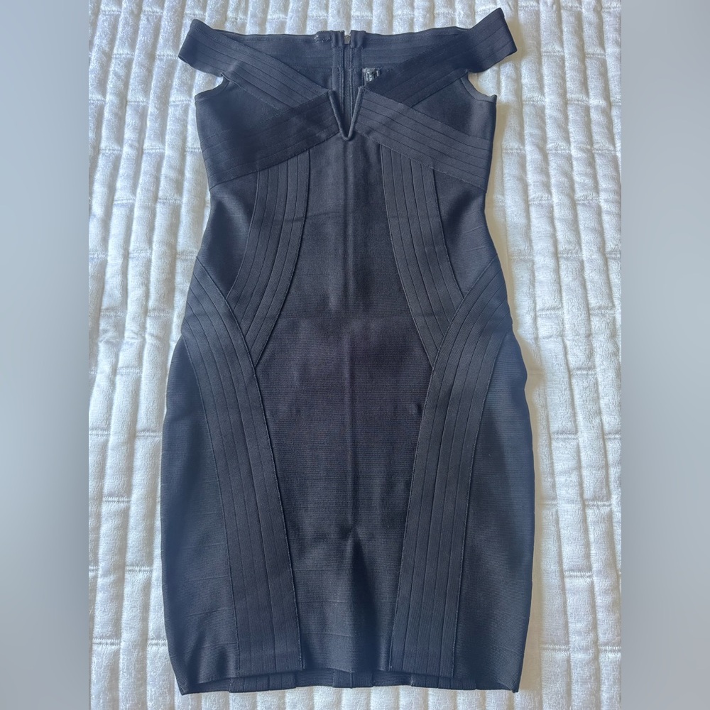 Marciano Black Strapless Cocktail Dress